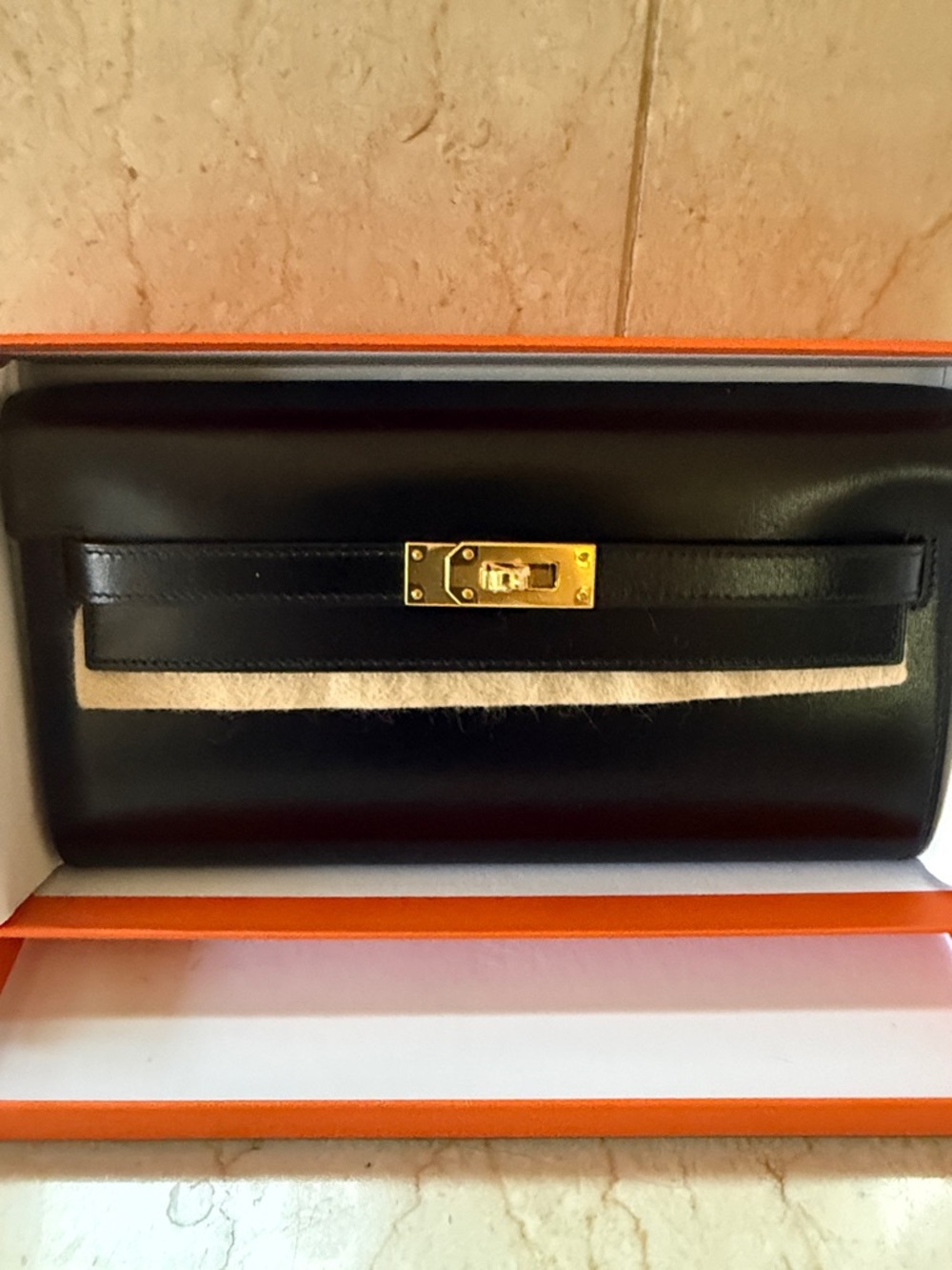Hermes Black Box Leather Togo with Gold Turn-Lock